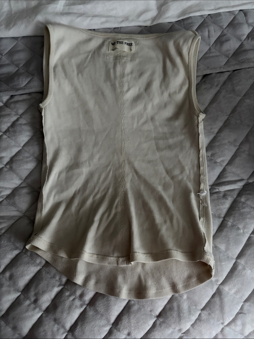 Free People Cream Ribbed Sleeveless Tank